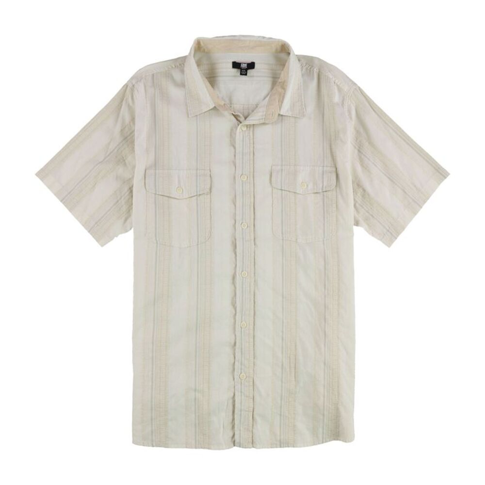 Frye Mens Textured Stripes Button Up Shirt, Multicoloured, 2XL Neck, DM